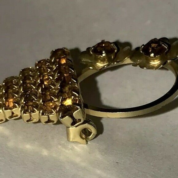 Vtg Brooch Yellow Flowers Basket Glass Rhinestone - Picture 10 of 10